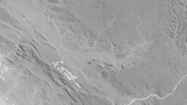 Bouenza, Republic of Congo - outlined. Grayscale