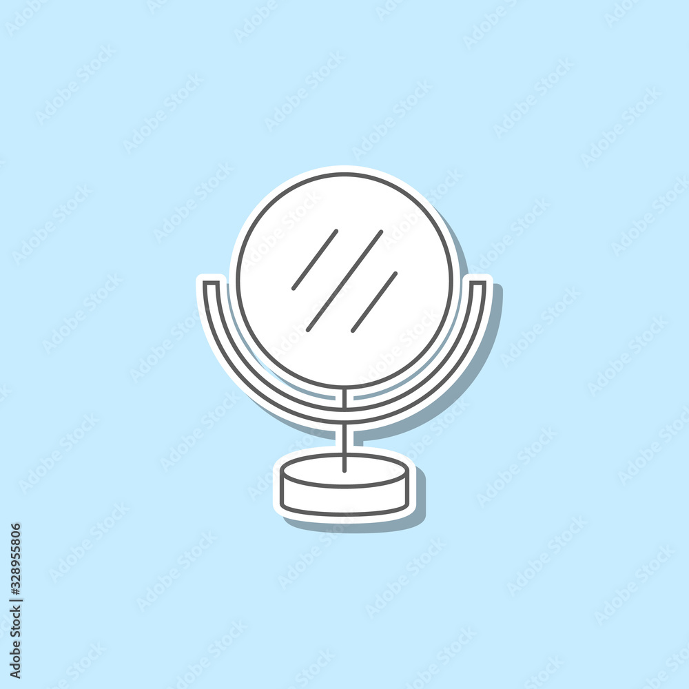 Poster magnifying mirror sticker icon. simple thin line, outline vector of web icons for ui and ux, website