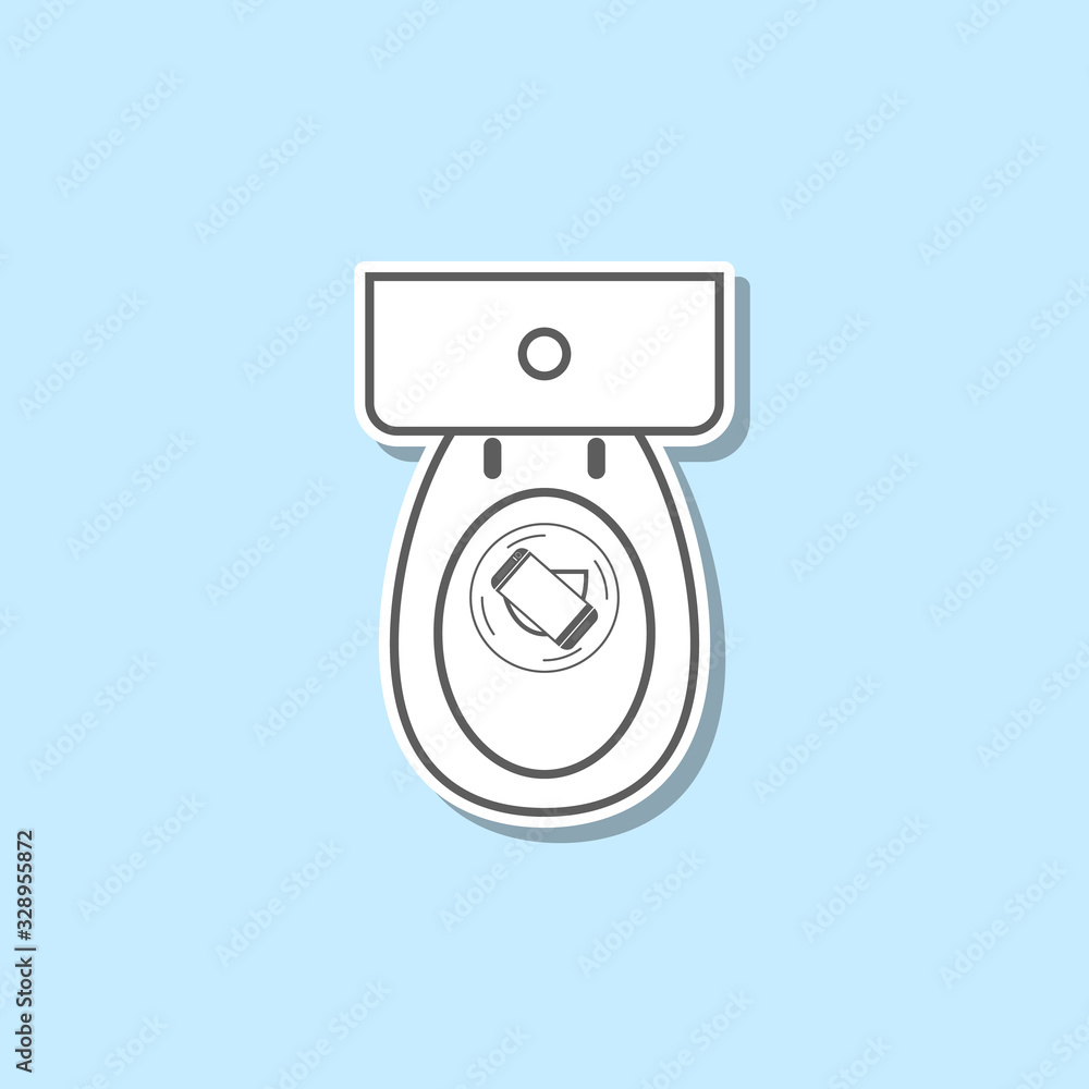 Poster smart phone in the toilet sticker icon. simple thin line, outline vector of web icons for ui and ux,