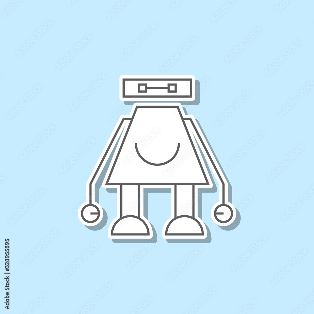 Poster cute robot sticker icon. simple thin line, outline vector of web icons for ui and ux, website or mob
