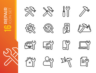 Simple Set of Repair Related Vector Line Icons. Contains such Icons as Screwdriver, Engineer, Tech Support and more © ferart88