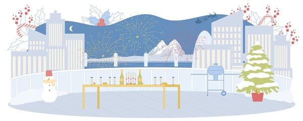 Stylish Terrace Decorated for New Years Eve Party