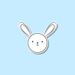 Cute bunny sticker icon. Simple thin line, outline vector of web icons for ui and ux, website or mobile application