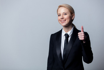 businesswoman in a classic black business suit