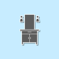 Closet in the bathroom sticker icon. Simple thin line, outline vector of web icons for ui and ux, website or mobile application