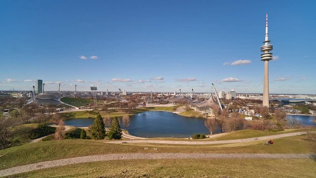 Timelapse of Olympic Park in Munchen, Germany.