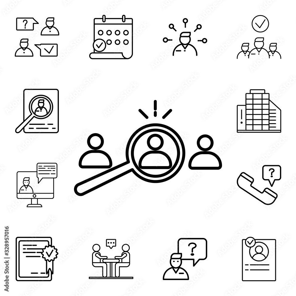 Aufkleber selection of suitable candidate icon. detailed set of interview icons. premium quality graphic desig