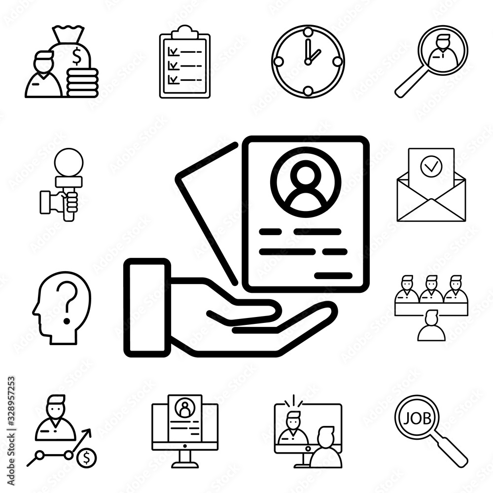 Poster cv icon. detailed set of interview icons. premium quality graphic design. one of the collection icon