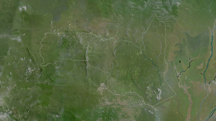 Sangha, Republic of Congo - outlined. Satellite