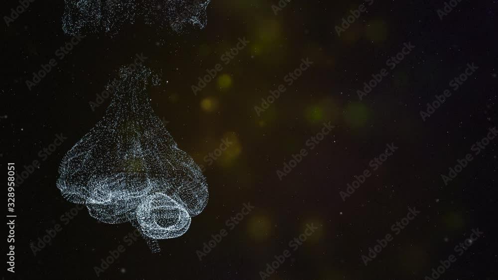Aufkleber abstract human brain from glittering particles floating and exploding on a black background.
