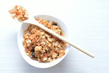 soja, coconut, peanuts, honey, flakes, granola, delicious, oat, vegan, ingredient, seed, cereal, sweet, nutrition, snack, natural, organic, healthy, grain, food, muesli