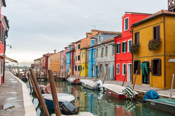Fototapeta na wymiar Colorful Houses in Burano, Island of Venice/Italy