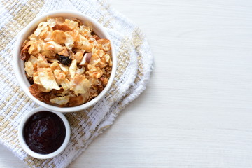 soja, coconut, peanuts, honey, flakes, granola, delicious, oat, vegan, ingredient, seed, cereal, sweet, nutrition, snack, natural, organic, healthy, grain, food, muesli