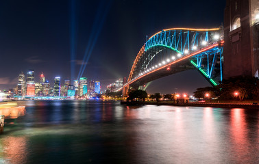 Obraz na płótnie Canvas Sydney Harbour Bridge at night, Vivid Sydney, Australia