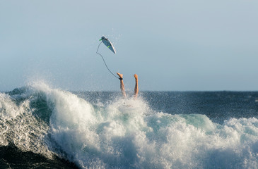 Surfer wiping out, Sydney Australia