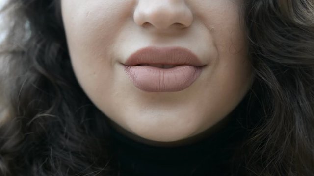 female mouth and large female lips close