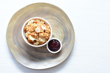soja, coconut, peanuts, honey, flakes, granola, delicious, oat, vegan, ingredient, seed, cereal, sweet, nutrition, snack, natural, organic, healthy, grain, food, muesli