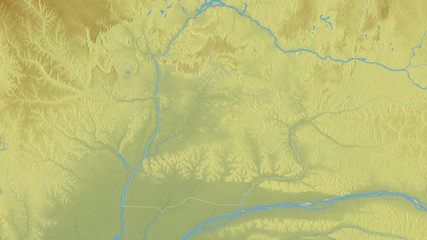 Sud-Ubangi, Democratic Republic of the Congo - outlined. Relief