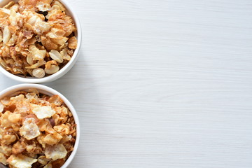 soja, coconut, peanuts, honey, flakes, granola, delicious, oat, vegan, ingredient, seed, cereal, sweet, nutrition, snack, natural, organic, healthy, grain, food, muesli