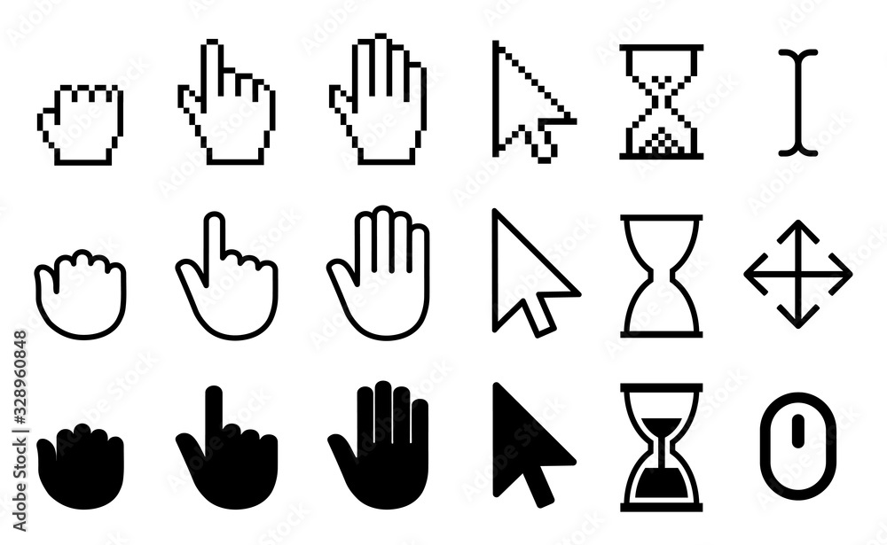 Poster set of flat cursor icons – stock vector