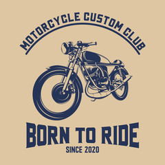 Classic custom motorcycle logo design illustration