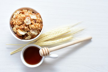 soja, coconut, peanuts, honey, flakes, granola, delicious, oat, vegan, ingredient, seed, cereal, sweet, nutrition, snack, natural, organic, healthy, grain, food, muesli