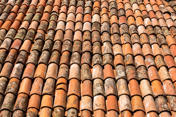 Detail of repetitive patterns of terracotta tiles