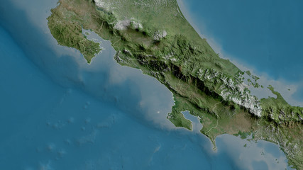 Puntarenas, Costa Rica - outlined. Satellite © Yarr65