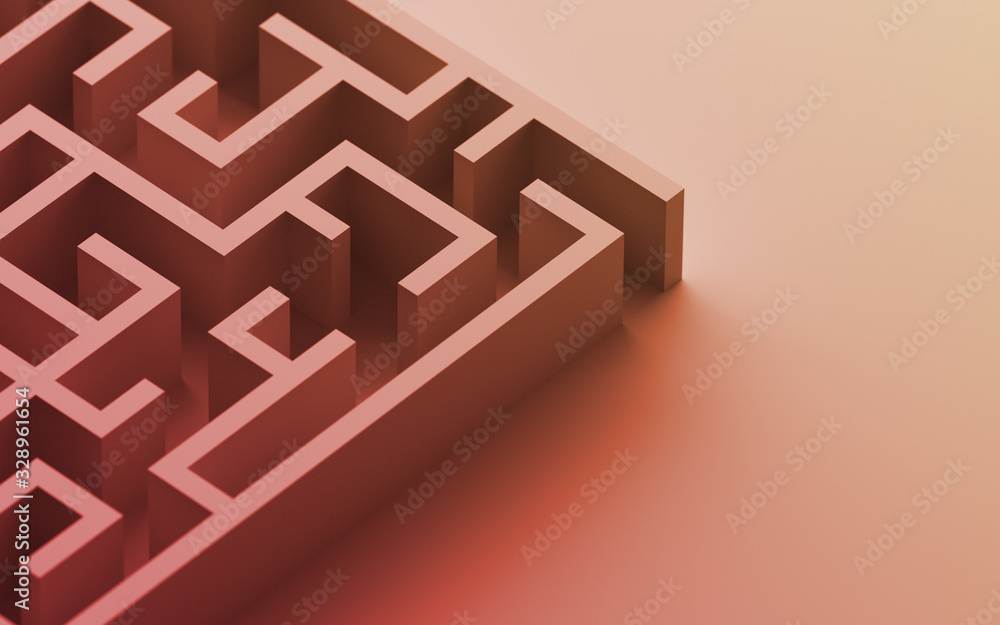 Fototapete maze concept, choices and challenge theme; original 3d rendering illustration
