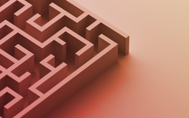 Maze concept, choices and challenge theme; original 3d rendering illustration