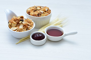 soja, coconut, peanuts, honey, flakes, granola, delicious, oat, vegan, ingredient, seed, cereal, sweet, nutrition, snack, natural, organic, healthy, grain, food, muesli