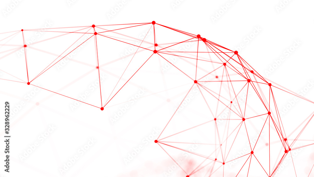 Fototapete Polygonal white background with connecting dots and lines. Network connection structure. Plexus effect. 3d rendering.