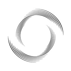 Radial black speed lines in circle form. Geometric shape. Vector illustration. Trendy design elements for border frames, web pages, prints, template, tattoo, logo, background and textile pattern