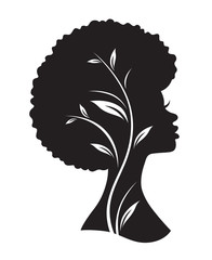 Vector illustration of black African American woman with afro hairstyle.