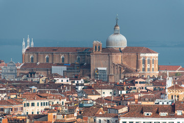 Fototapeta na wymiar View of Basilica dei Santi Giovanni e Paolo, view from Church San Giorgio Maggiore, Venice/Italy