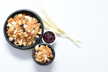 peanuts, soya, coconut, honey, flakes, granola, seeds, nutrition, nuts, grain, vegetarian, oatmeal, fruit, sweet, meal, snack, organic, food, cereal, healthy, breakfast