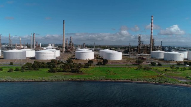 Gas refinery next to the ocean