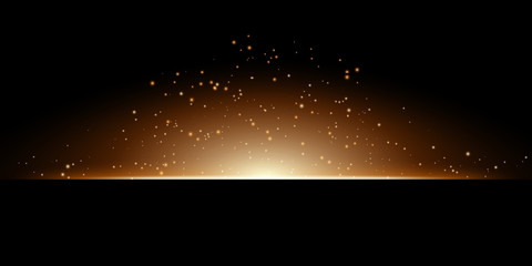 Transparent gold glowing light on a black background