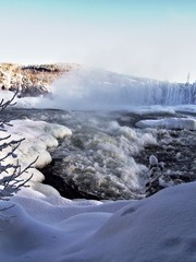 Waterfall Storforsen in winter