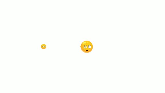 suspicious emoticons flying animation. social media motion isolated on white background. going to left and right.