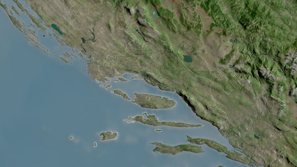 Splitsko-Dalmatinska, Croatia - outlined. Satellite