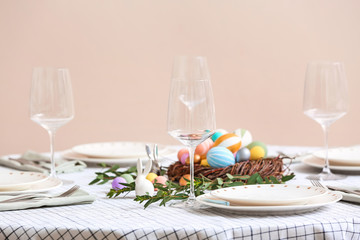 Beautiful table setting for Easter celebration