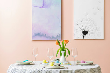 Beautiful table setting for Easter celebration