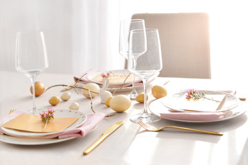 Beautiful table setting for Easter celebration