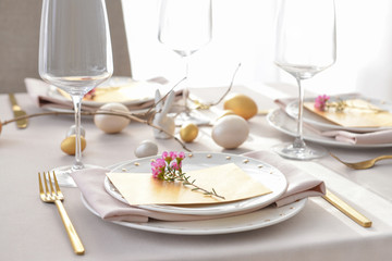 Beautiful table setting for Easter celebration