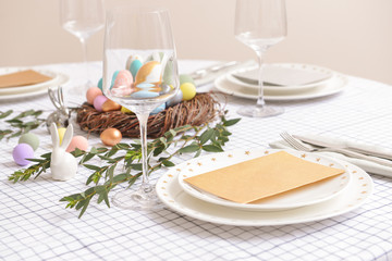 Beautiful table setting for Easter celebration