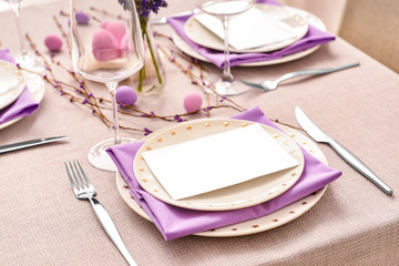 Beautiful table setting for Easter celebration