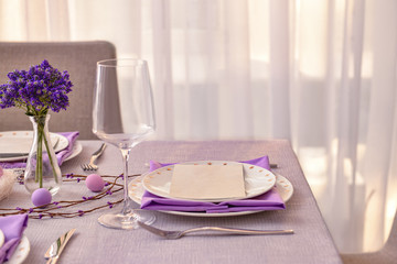 Beautiful table setting for Easter celebration