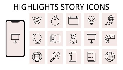 Wikipedia's birthday Set Line Vector Icon. Contains such Icons as Wikipedia, Open Book, Teacher, Blackboard, Pointer, Web Globe, Directory, Search, Lamp, Calendar. Editable Stroke. 32x32 Pixels