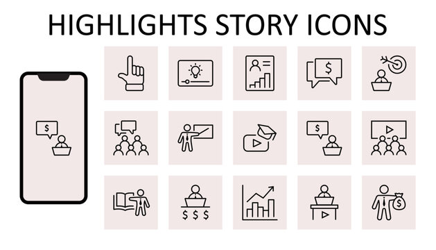 Set of Business Training Related Vector Line Icons. Contains such Icons as Teacher, Class, Presentation, Video, Book, Mentoring, Target and more. Editable Stroke. 32x32 Pixels.